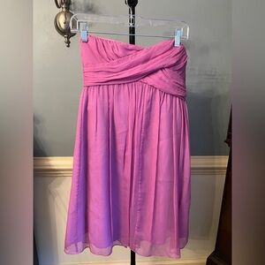 J. Crew Vibrant Pink Strapless Dress Silk‎ petite size 6